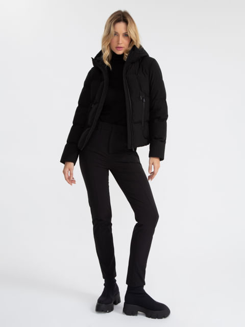 Jaqueta Puff Com Capuz Nylon Stretch