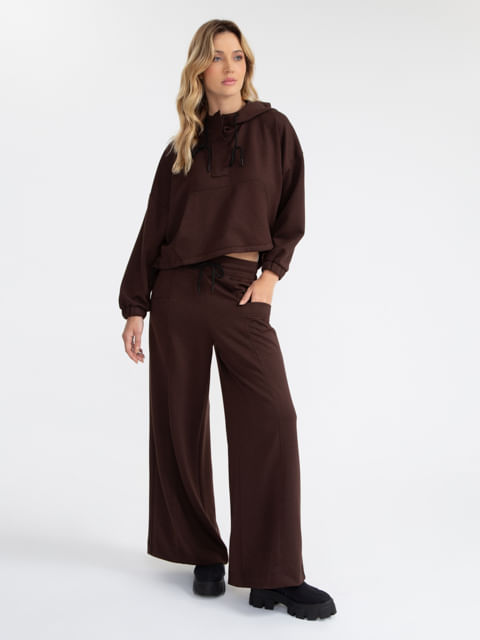 Calça Wide Leg Malha Premium