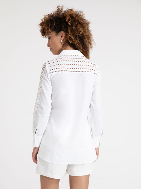 Camisa Alongada Em Laise