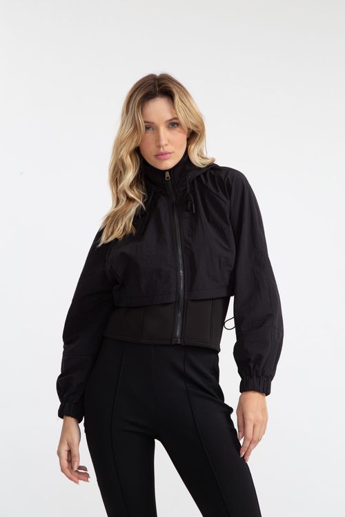 Jaqueta Sobreposição Nylon Com Neoprene e Capuz