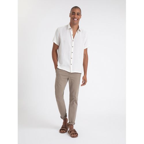 Camisa Mc Listrada Linho Viscose Lisa