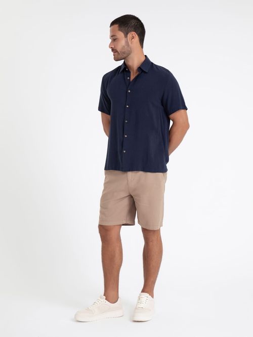 Camisa Mc Listrada Linho Viscose Lisa