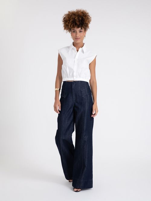Camisa Cropped Sem Mangas
