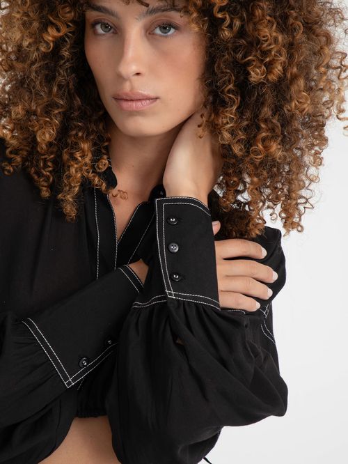 Camisa Cropped Maga Longa