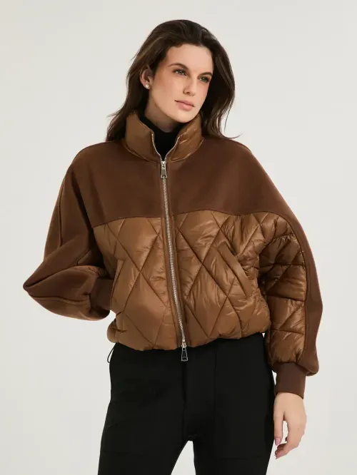 Jaqueta Com Nylon Matelassado