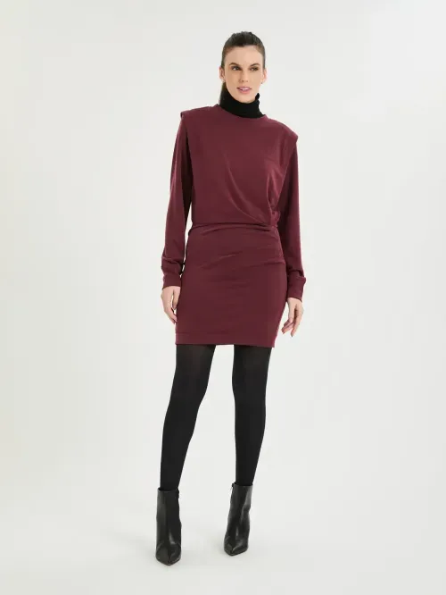 Vestido Curto Ml Em Modal Com Detalhe Drapeados
