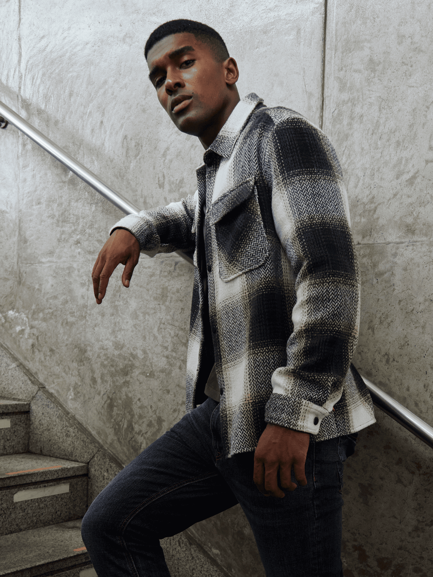 Jaqueta Over Shirt Xadrez Chevron - JAB | Just Another Brand