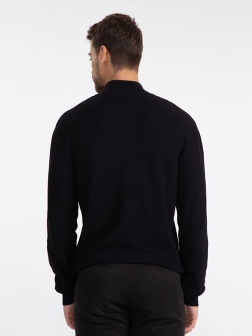 Tricô Meio Zíper Jacquard