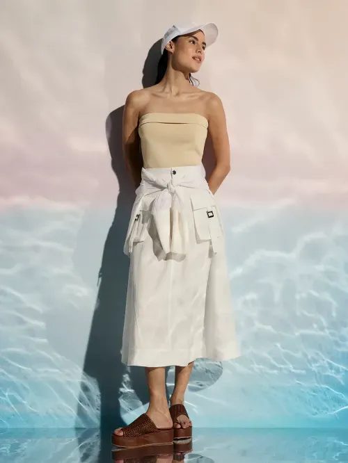 Saia Midi Bolso Frontal