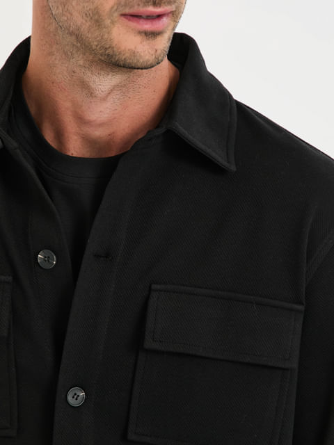 Jaqueta Over Shirt Knit Flex Sarjada