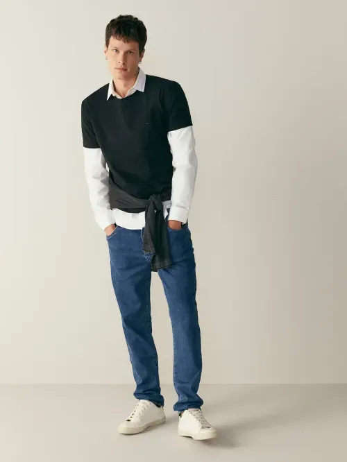 Calça Masculina Denim Flex Com Puídos