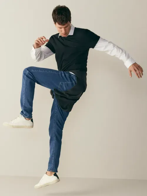 Calça Masculina Denim Flex Com Puídos