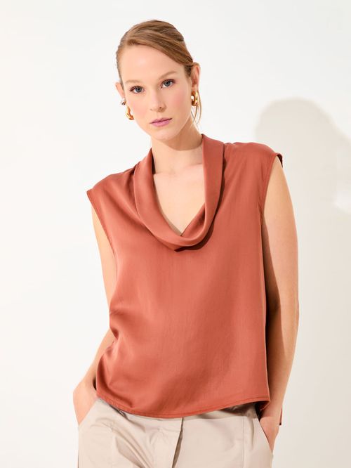 BLUSA COM GOLA EM LIOCEL